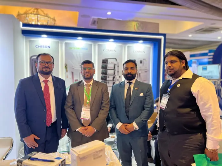LabLink leadership at the stand at a healthcare exhibition