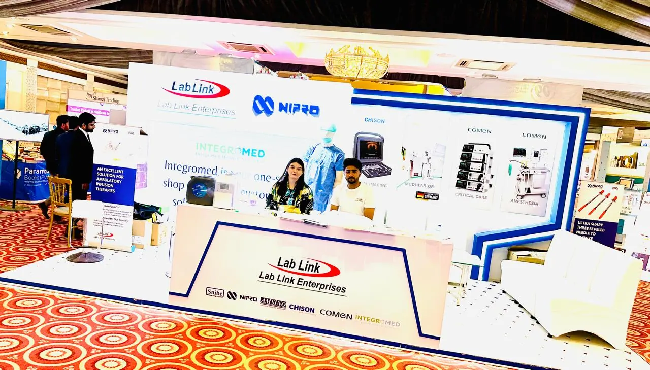LabLink × NIPRO exhibition stand at a healthcare exhibition